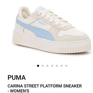 PUMA Women's Carina Platform Sneakers - Cream and Blue